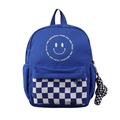Kinderrucksack in Marineblau mit karierter Tasche und lachendem Gesicht-Print - Blau