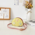 Girls yellow glitter shell bag with three colorful 3D stars and pink strap - Yellow