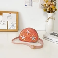 Pink sequin star crossbody bag for girls with adjustable strap and sea star decor - Red
