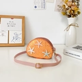 Sparkly orange sequin shell-shaped crossbody bag with sea star decorations and pink strap - Orange