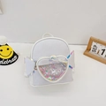 Weißer glitzernder Kinderrucksack mit Herzfenster, Schleife und Flügeln für Mädchen - Weiß