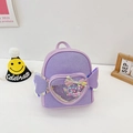 Violetter Pailletten-Rucksack für Mädchen mit Herztasche, holografischen Flügeln und Schleife - Lila