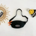 Marsupio sportivo nero per bambini con logo 'SPORT FASHION' e tiranti lampo arancioni - Nero