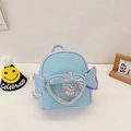 Hellblauer Pailletten-Kinderrucksack mit Herzfenster und Laser-Flügel-Deko - Blau