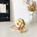 Geel mini-schoudertasje voor meisjes in bloemvorm van PU-leer met pluche bloemendetails - Geel