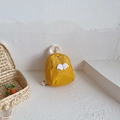 Mini yellow canvas kids backpack with cute wings and bear graphic for little children - Small / Yellow