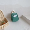 Cute green children's canvas backpack with white wings and bear motif - Small / Green
