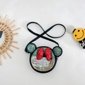 Sac bandoulière fille style Minnie avec nœud à paillettes rouges et fenêtre pailletée - Noir