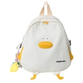 Cute white cartoon duck backpack for students with 3D feet and colorful fruit charm - White (Without Pendant)