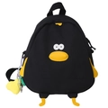 Süßer schwarzer Leinwand-Entenrucksack mit gelben Flügeln und geprägtem Textdetail - Schwarz (Ohne Anhänger)