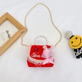 Sac rouge princesse pour fille avec poupée Elsa, poignée perle et chaînette - Rouge