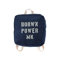 Kids vintage denim backpack with letter print and adjustable cream canvas straps - Blue