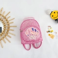 Mochila rosa con lentejuelas para niñas con decoración de concha y perlas - Rosa Rojo