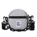 Borsa a tracolla rotonda grigia in nylon per bambini con catena nera e cinturino regolabile - Grigio