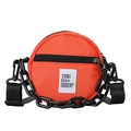 Mini borsa rotonda arancione vivace con catena nera e tracolla in nylon - Arancione