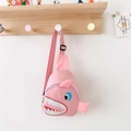 Borsa a tracolla per bambini squalo rosa con cinturino regolabile in tela resistente - Rosa