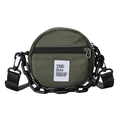 Petit sac rond en nylon vert armée pour enfant avec patch logo et bandoulière chaîne - Vert