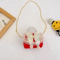 Red mini crossbody bag for girls featuring a large white sequin bow and pearl handle - Red