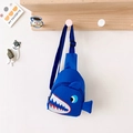 Marsupio bimbo azzurro a forma di squalo con tracolla regolabile e cerniera lampo - Blu