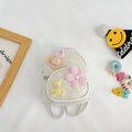 Mochila blanca de lentejuelas para niña con flor rosa y decoración de osito lindo - Blanco