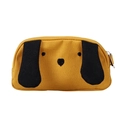 Borsa a tracolla gialla in tela per bambini con ricamo a forma di muso di cane nero - Giallo