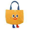 Borsa in tela gialla per bambini con ricamo sorriso e dettagli di gambe 3D in rilievo - Giallo