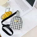 Sac de poitrine pour enfants à carreaux noir et blanc avec sangle réglable en nylon - Noir
