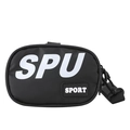 Mini borsa a tracolla sportiva nera in nylon per bambini con stampa SPU bianca e cinturino - Nero