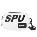 Mini borsa a tracolla bianca impermeabile per bambini con stampa SPU e toppa sportiva - Bianco