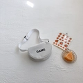 Borsa a tracolla per bambini bianco crema in tela con stampa 'GAME' nera stile casual - Bianco