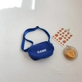 Borsa a tracolla in tela blu con scritta GAME bianca e tracolla in nylon regolabile - Blu