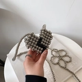 Chic heart-shaped beaded crossbody bag for girls with silver and black pearls - Lightning Heart