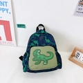Zainetto per bambini con dinosauri in tela blu scuro e stampa a cartoni animati - Blu