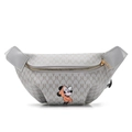 Sacoche banane grise pour enfants en cuir PU avec imprimé Mickey et motifs lettres - Gris