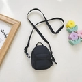 Zwarte mini canvas crossbody tas voor kinderen met verstelbare riem en zakje - Zwart