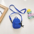 Mini blauwe canvas crossbodytas voor kinderen met ritsvak en slanke schouderriem - Blauw