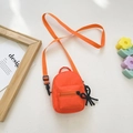 Mini oranje canvas crossbodytas voor kinderen met ritssluiting en verstelbare schouderband - Oranje