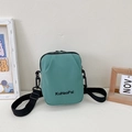 Bolso bandolera de lona turquesa para niños con correa negra ajustable de moda - Verde