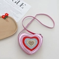 Borsa a tracolla rosa a forma di cuore per bambina con strati di paillettes lucide - Rosa Rosso