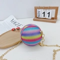 Rainbow glitter sphere crossbody bag for kids with gold metal chain and zipper - Striped Purple