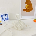 Mini bolso de perlas para niñas con asa redonda y cadena larga de bandolera - Bolso de Mano Pequeño sin Correa