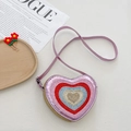 Borsa a tracolla a cuore per bambine con paillettes colorate e tracolla regolabile - Oro