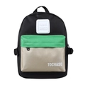 Kids backpack in color-block black and green design with front pocket and logo - Black