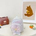Mochila infantil de lentejuelas plateadas con lazo de tul rosa y cola de sirena - Blanco