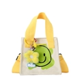 Kids smile canvas tote bag with yellow straps and green graffiti print for toddlers - Yellow (No Pendant)