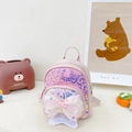 Sac à dos pailleté rose pour filles avec grand nœud en tulle et motif queue de sirène - Rose
