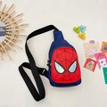 Spider-Man themed kids' canvas chest bag in blue and red with reflective eye detail - Dark Blue