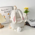 Mochila blanca para niños con lindas orejas de conejo 3D y bordado rosa chic - Blanco