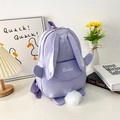 Mochila infantil morada con orejas de conejo y detalle de bola de felpa - Morado