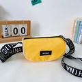 Kids yellow nylon crossbody bag with SPORT patch and branded letter print strap - Yellow